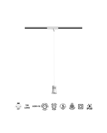 PAGODA * COLGANTE LED CARRIL TRIFASICO 12,5W 3000K BLANCO
